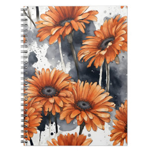 Watercolor flowers notebook