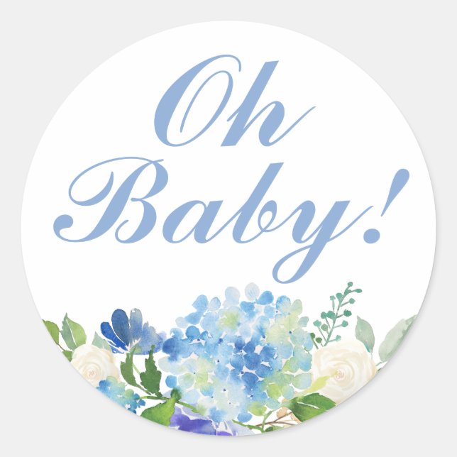 Watercolor Flowers Oh Baby Shower Stickers (Front)