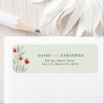 Watercolor Flowers Pastel Green<br><div class="desc">This customisable wedding return label features watercolor red flowers and sage green leaves on a pale green background,  with space for personalised text.</div>