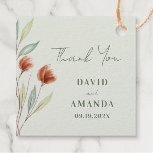 Watercolor Flowers Pastel Green Favour Tags