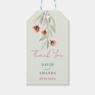 Watercolor Flowers Pastel Green Gift Tags