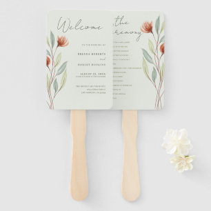 Watercolor Flowers Pastel Green Hand Fan