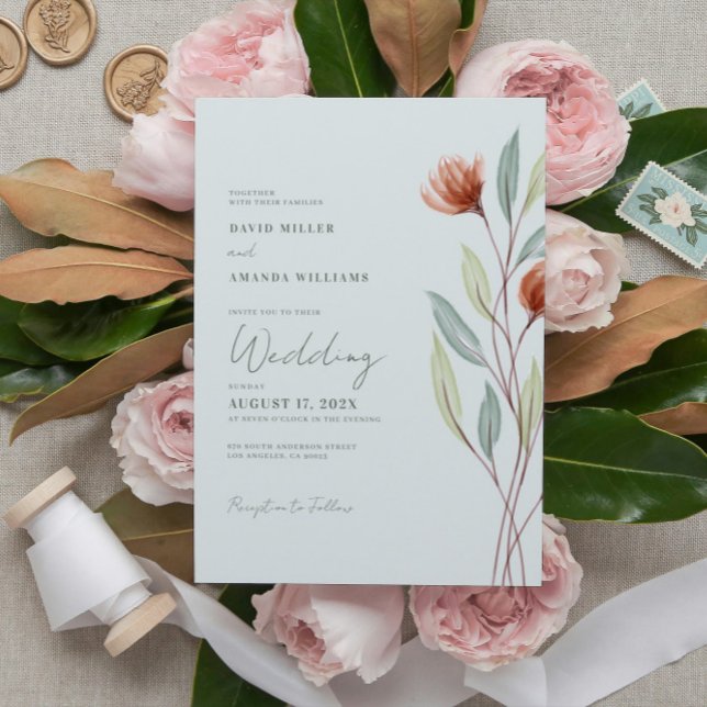 Watercolor Flowers Pastel Green Invitation (Creator Uploaded)