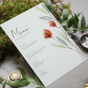 Watercolor Flowers Pastel Green Menu