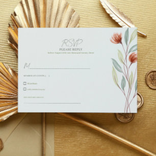 Watercolor Flowers Pastel Green-RSVP CARD