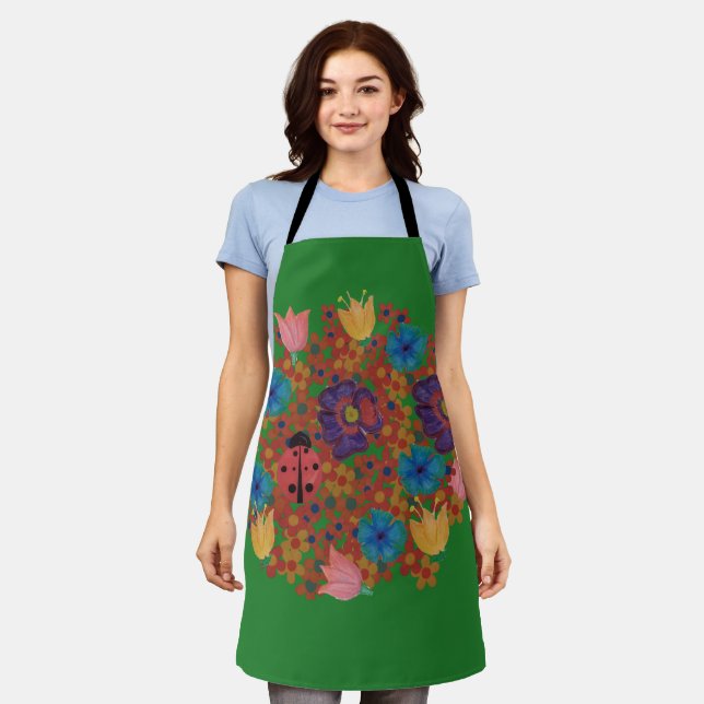 watercolor flowers pattern apron (Worn)