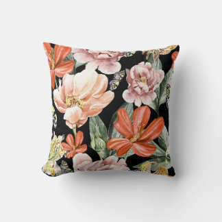 Watercolor Flowers: Peony Rose Lily Cushion