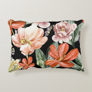 Watercolor Flowers: Peony Rose Lily Decorative Cushion