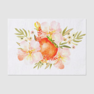Watercolor Flowers & Persimmon Fruit Bouquet Tissue Paper
