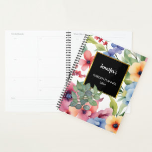 Watercolor flowers personal garden gardening planner