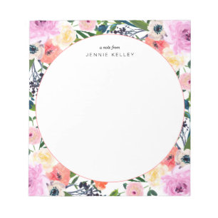 Watercolor Flowers Personalised Notepad