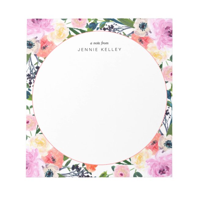 Watercolor Flowers Personalised Notepad (Front)