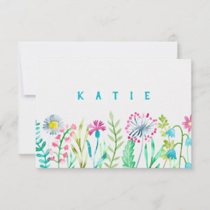 Watercolor Flowers Personalised Stationery Thank You Card