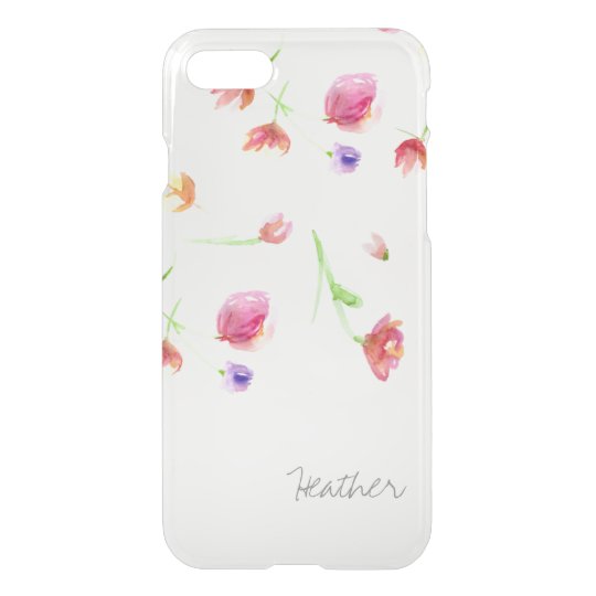 Watercolor flowers, personalised with name. iPhone 8/7 case