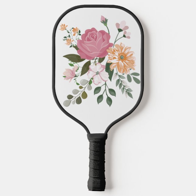 Watercolor flowers pickleball paddle (Back)