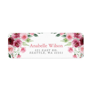 Watercolor Flowers Pink Burgundy Floral