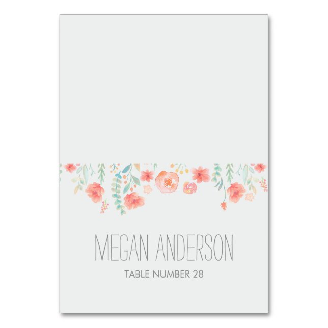 Watercolor Flowers Place Cards (Front)