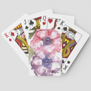 Watercolor flowers playing cards