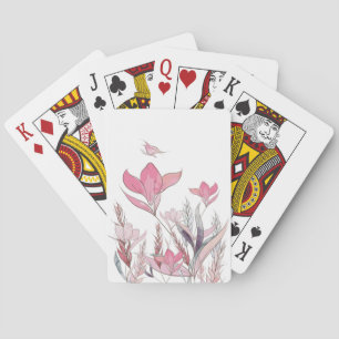 Watercolor flowers playing cards