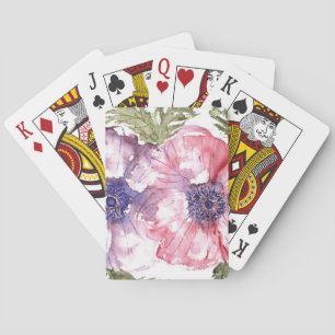Watercolor flowers playing cards