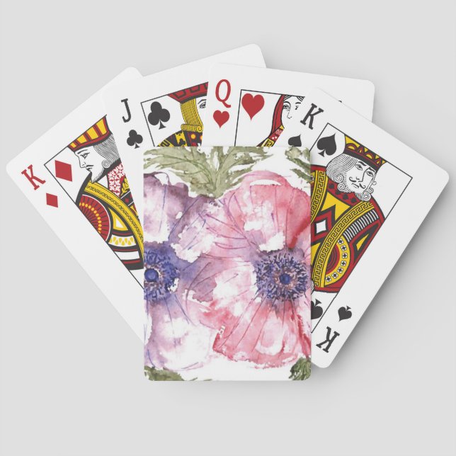 Watercolor flowers playing cards (Back)