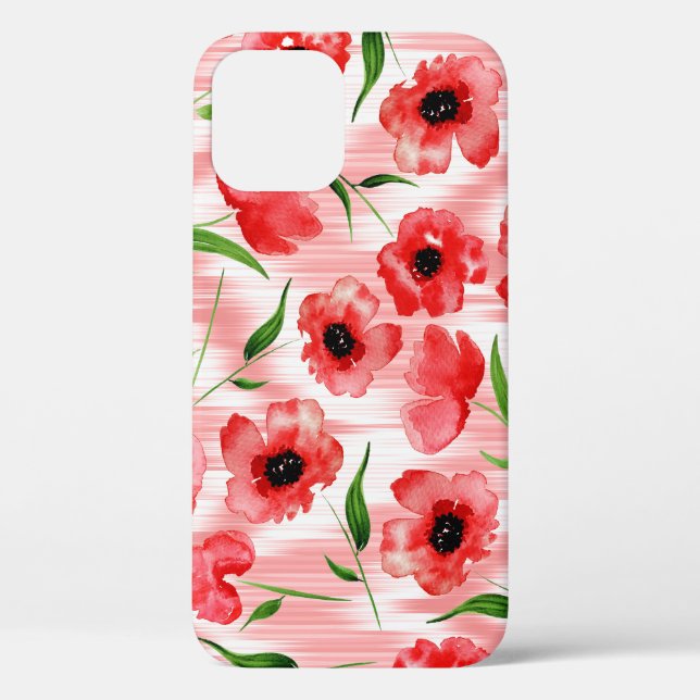 Watercolor flowers: poppy peony ikat. Case-Mate iPhone case (Back)