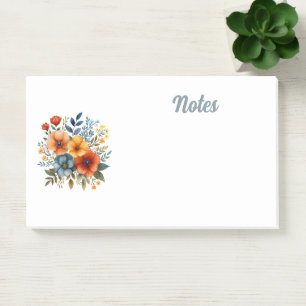 Watercolor flowers post-it notes