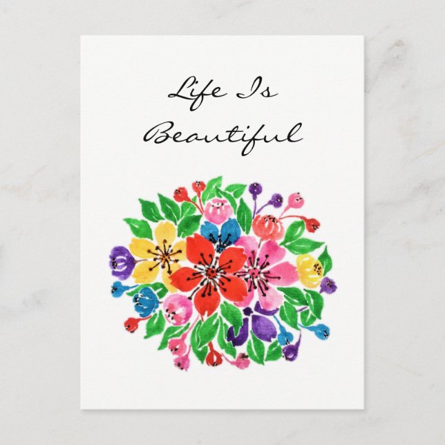 Watercolor Flowers Postcard (Front)