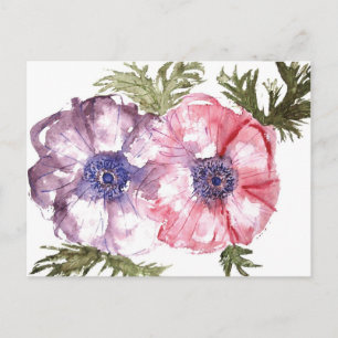 Watercolor flowers postcard
