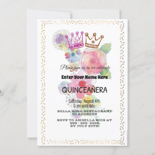Watercolor Flowers QUINCEAÑERA Invitation