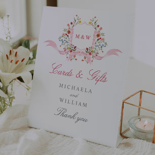Watercolor Flowers Regency Wedding Cards & Gifts Pedestal Sign