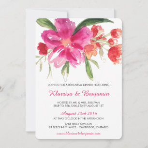 Watercolor Flowers Rehearsal Dinner Invitation