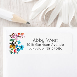 Watercolor Flowers Return Address Label