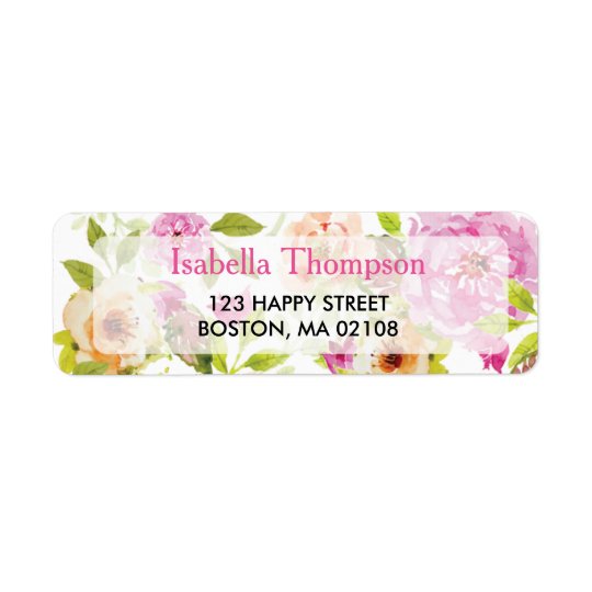 Watercolor Flowers Return Address Label