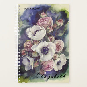 Watercolor flowers roses anemone illustration flow planner