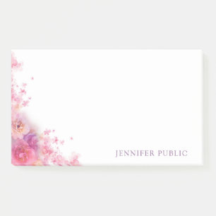 Watercolor Flowers Roses Elegant Modern Template Post-it Notes