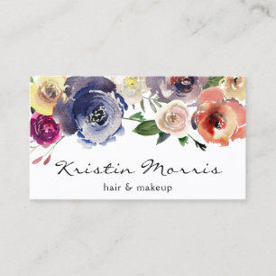 Watercolor Flowers Roses Soft Feminine Floral Business Card
