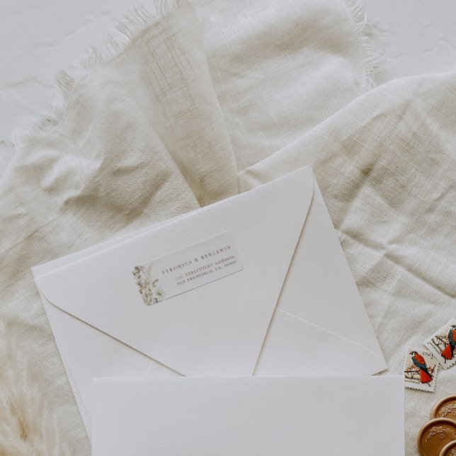 Watercolor Flowers Rustic Wedding Address Labels (Creator Uploaded)