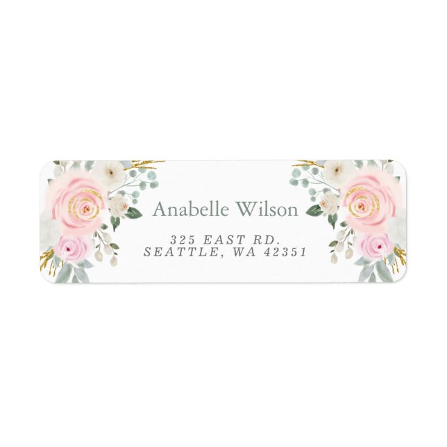 Watercolor Flowers Sage Pink Floral (Front)