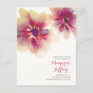watercolor flowers save the date postcards
