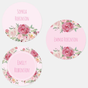 Watercolor Flowers School Preschool Daycare Labels