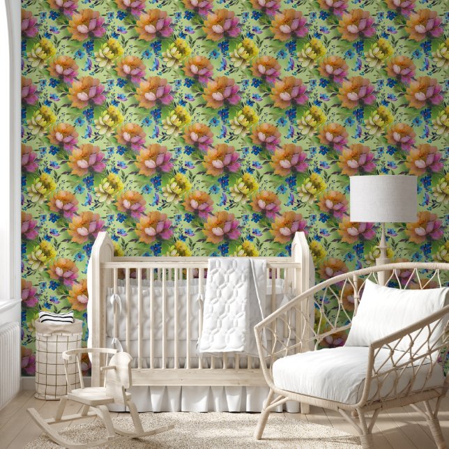 Watercolor Flowers seamless pattern 3 Wallpaper (Kids)