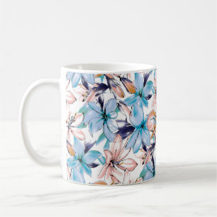 Watercolor flowers seamless pattern coffee mug