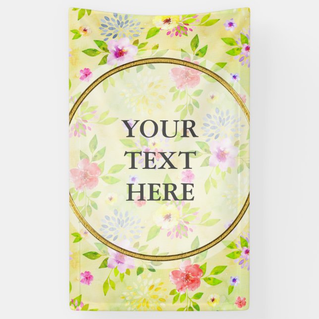 Watercolor Flowers seamless pattern I + your ideas Banner (Vertical)