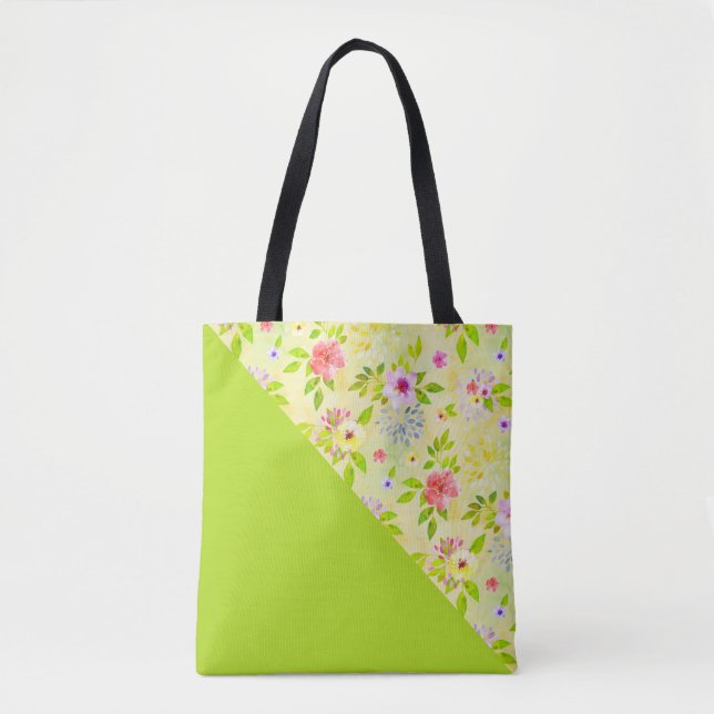 Watercolor Flowers seamless pattern I + your ideas Tote Bag (Front)