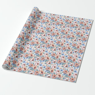 Watercolor flowers, seamless pattern illustration. wrapping paper
