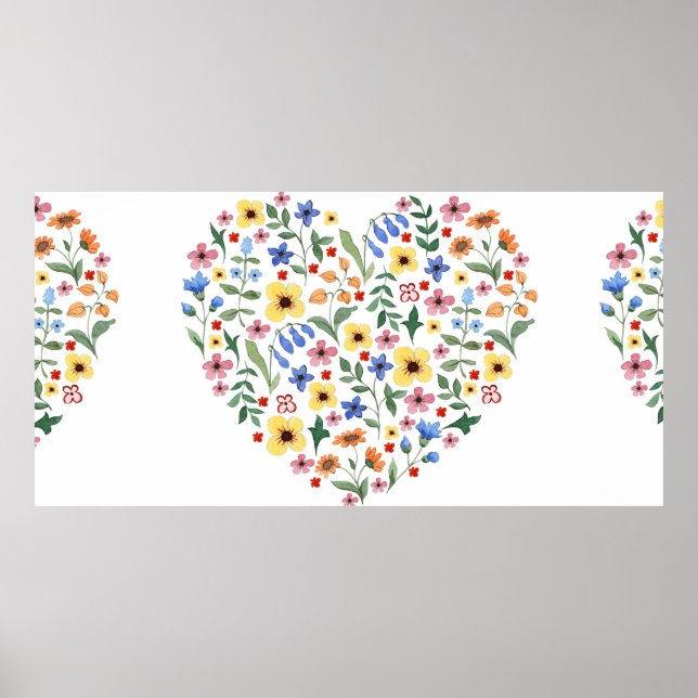 Watercolor flowers seamless pattern poster (Front)