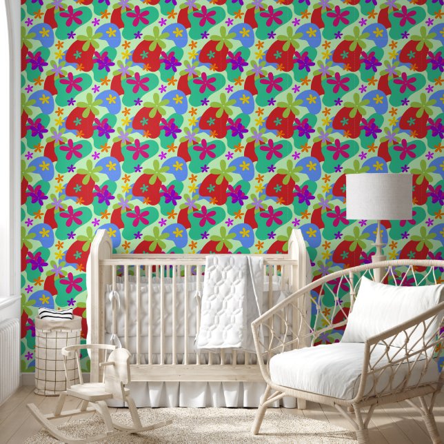 Watercolor Flowers seamless pattern retro 1a Wallpaper (Kids)
