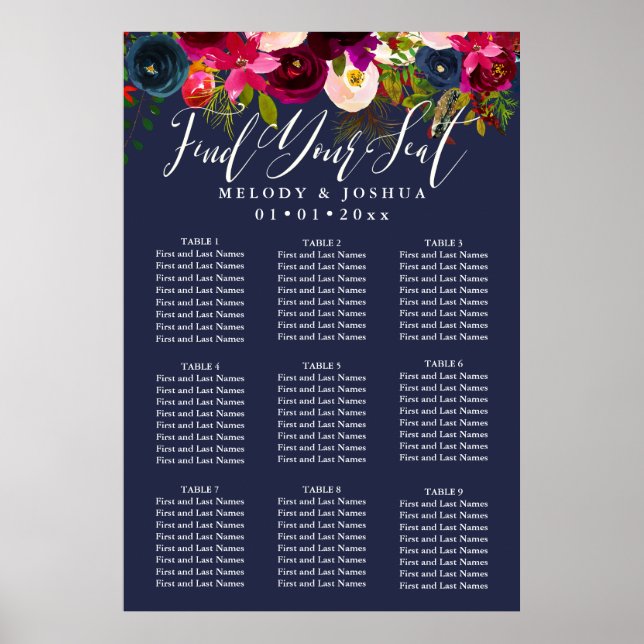 WATERCOLOR FLOWERS SEATING CHART (Front)