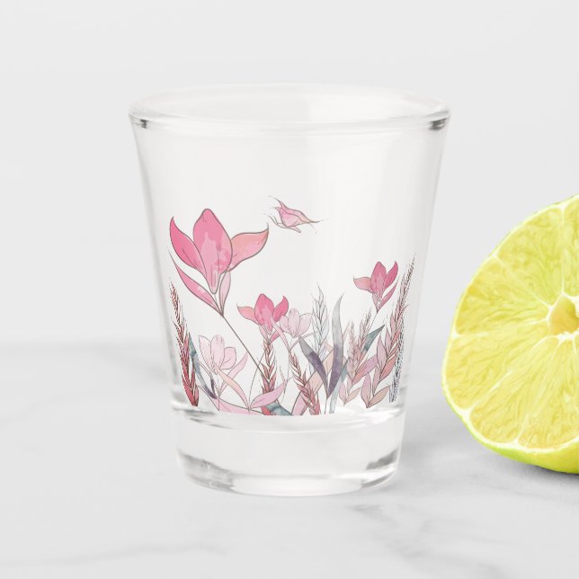 Watercolor flowers shot glass (Front)
